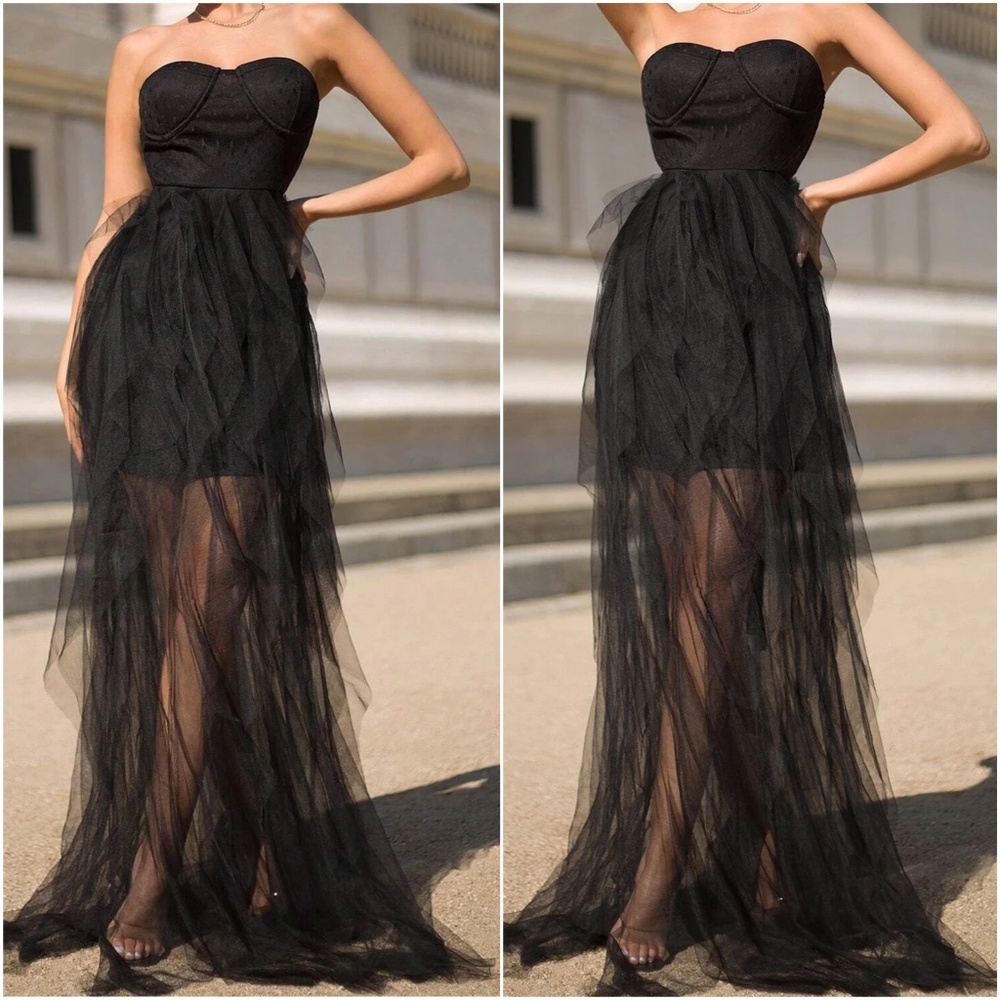 Luxurious Mesh Wedding Prom Black Tie Formal Dress - Picture 2 of 3